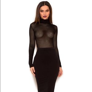 House of CB Shahla Black Knit Pencil Skirt